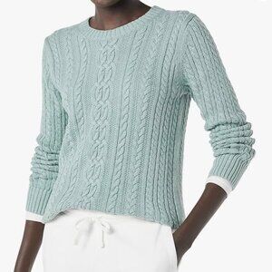 Women's Amazon Essentials Fisherman Cable Crewneck Cotton Sweater Size XL